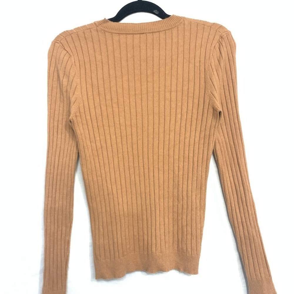 24/7 Womens Long Sleeve Ribbed Top Size M Color Tan - Picture 5 of 7